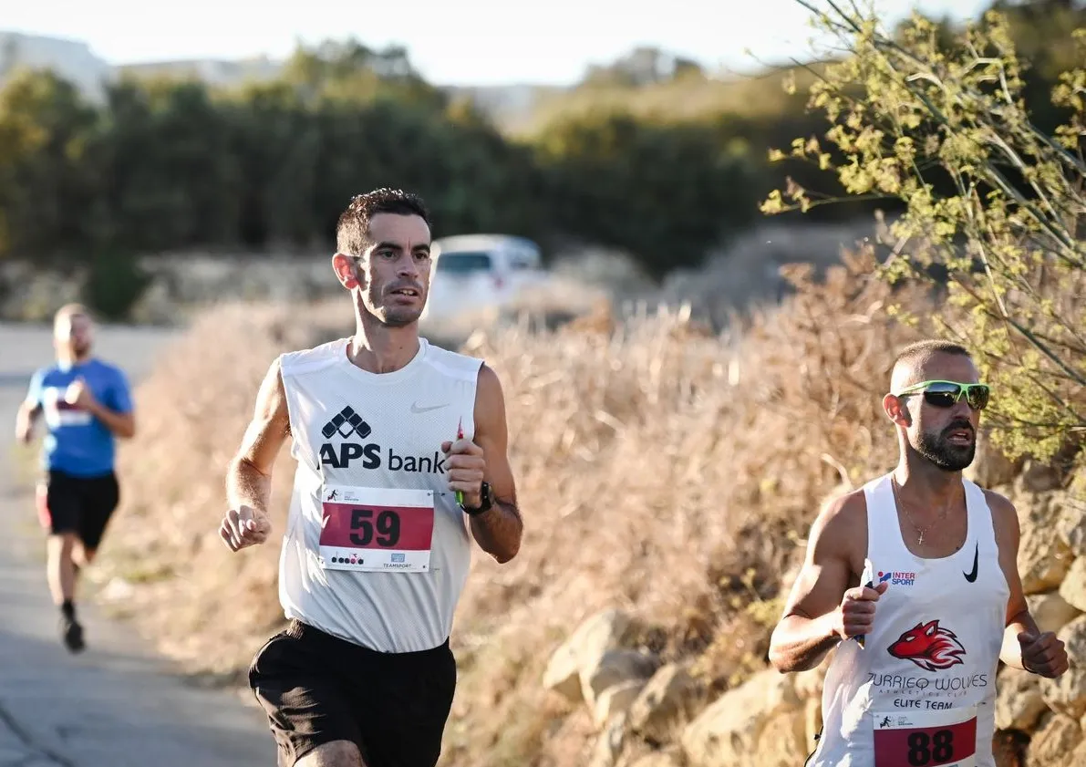 Aaron Mifsud racing the half marathon